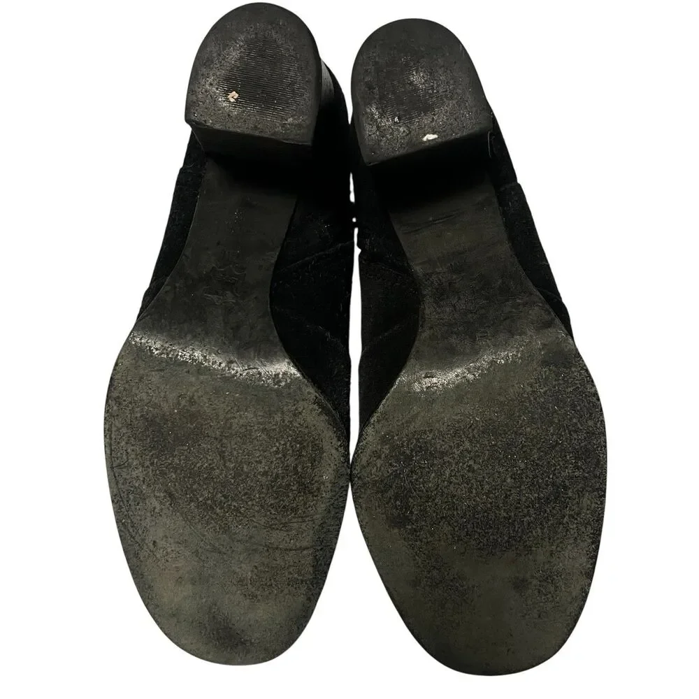 Tory Burch Sabe Ankle Boots Side Zip Black Suede Leather Booties Women’s Size 7